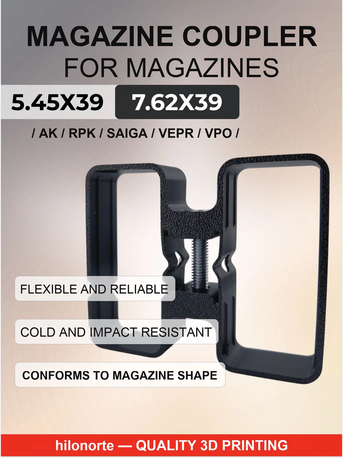 Magazine coupler for AK, RPK, Saiga and Vepr