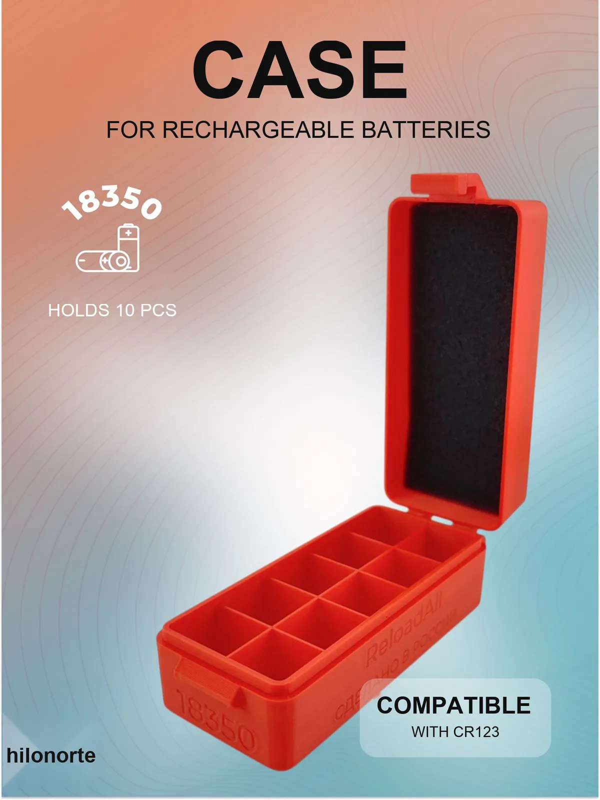 Organiser box for 10 × 18350 cells