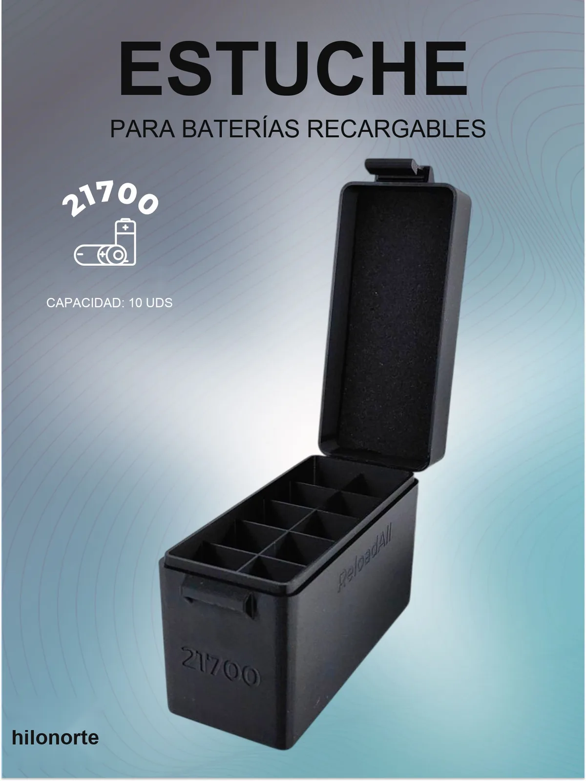 Caja organizadora para 10 baterías 21700