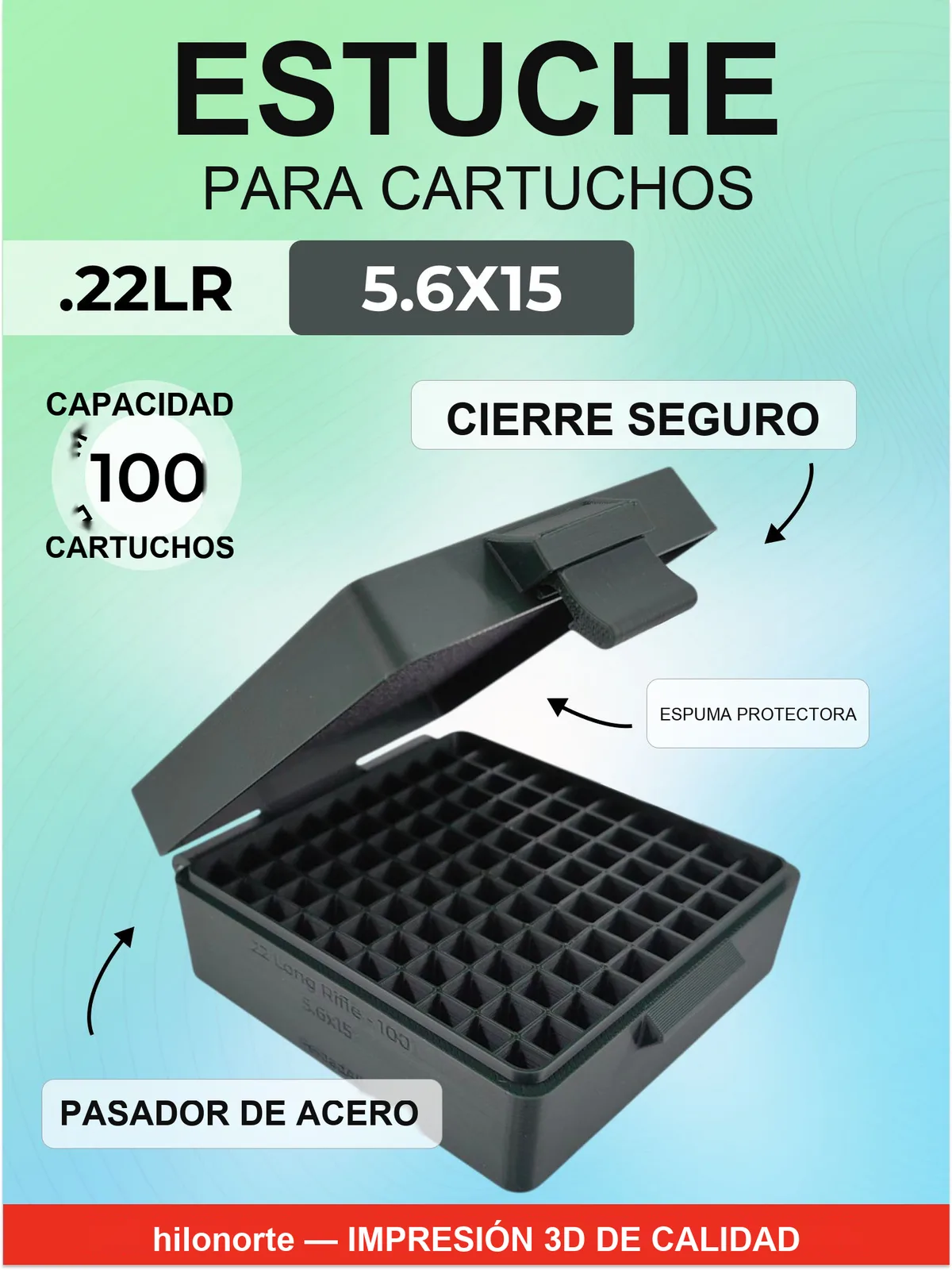 Caja para 100 cartuchos .22 LR