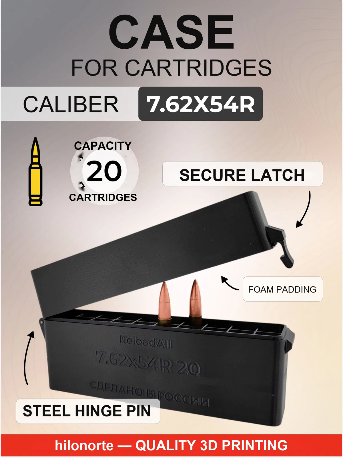 Box for 20 rounds of 7.62×54R, primer down