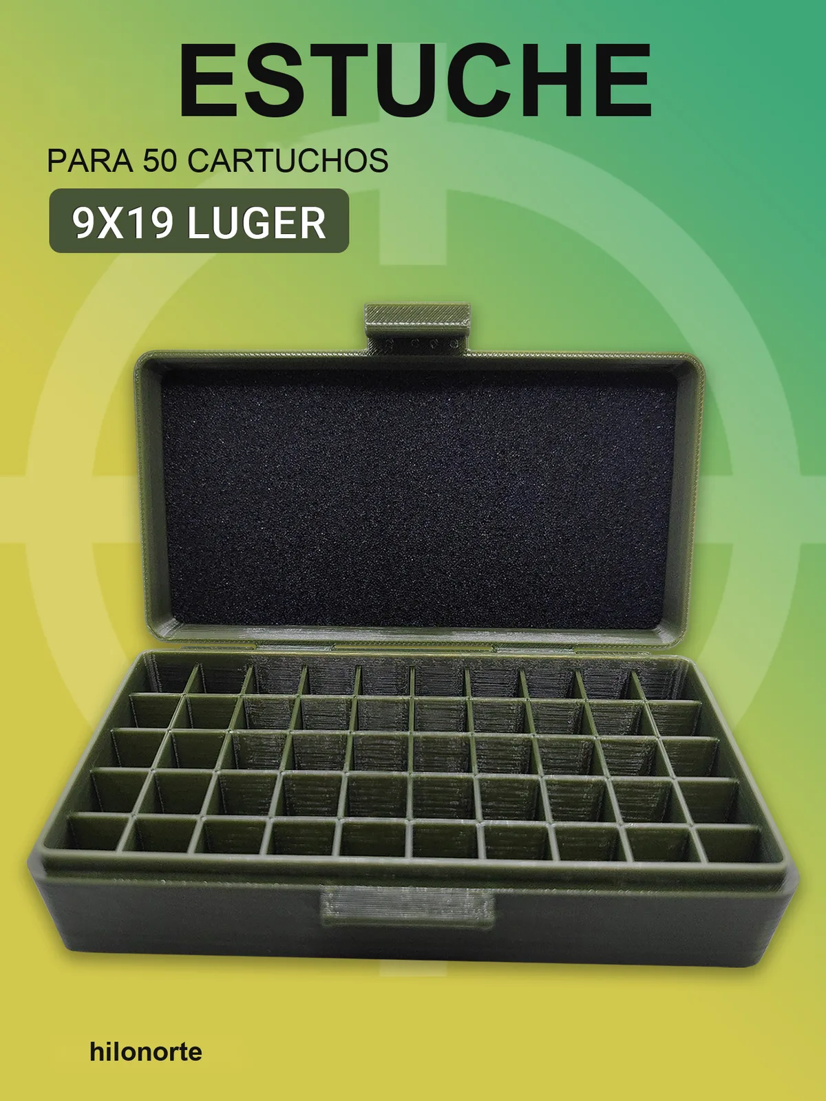 Caja para 50 cartuchos 9 mm Parabellum (9×19)