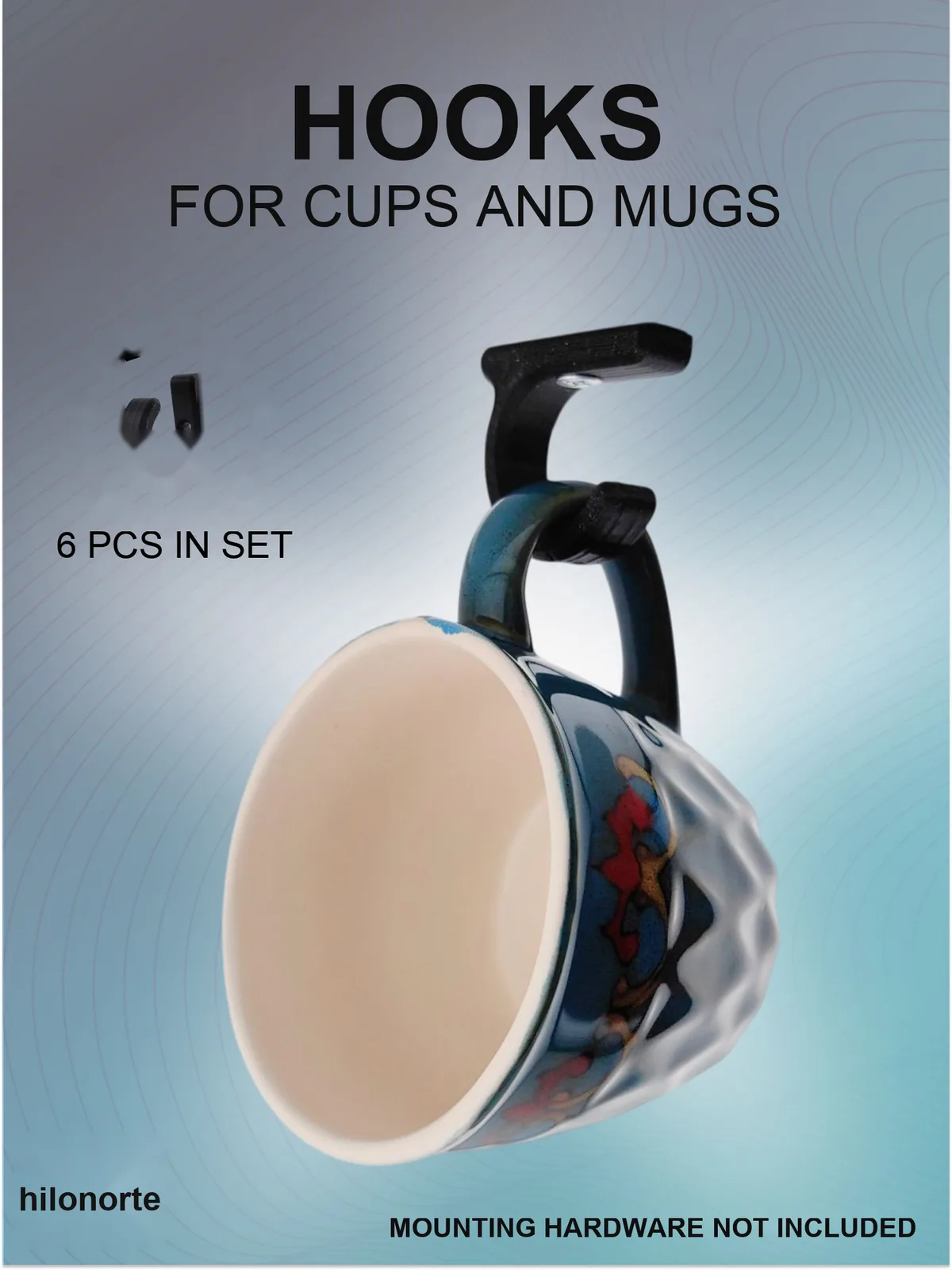 Under-cabinet mug hooks (6 pcs)