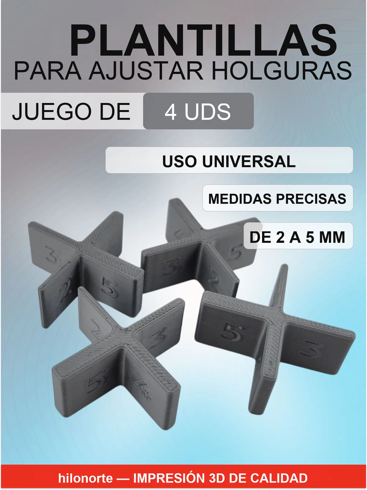 Plantillas para holguras de 2 a 5 mm (4 uds.)