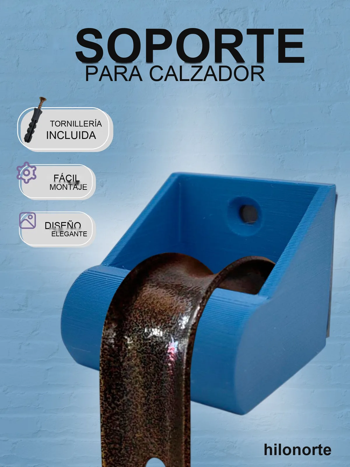 Soporte de pared para calzador, con tornillo